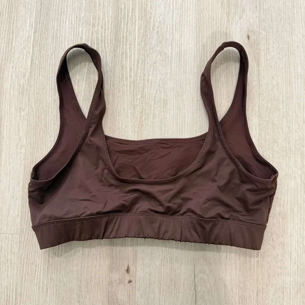 SKIMS Scoop Neck Tank Bikini Top Cocoa Brown Minimal Swim Top Size XL